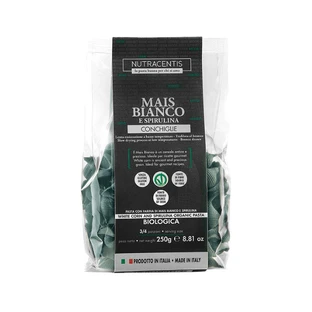 Белые макароны из кукурузной муки с органической спирулиной, 250 г, Nutracentis