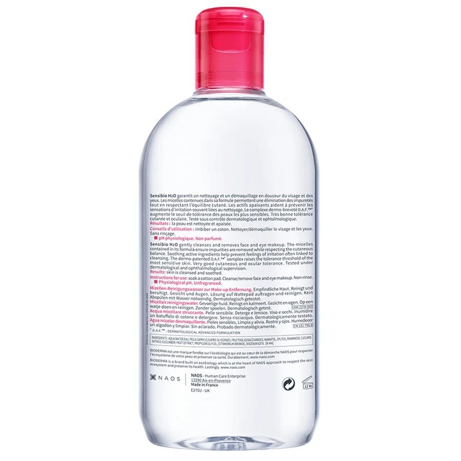 Bioderma Sensibio H2O Мицеллярный лосьон 500 мл: цены и характеристики