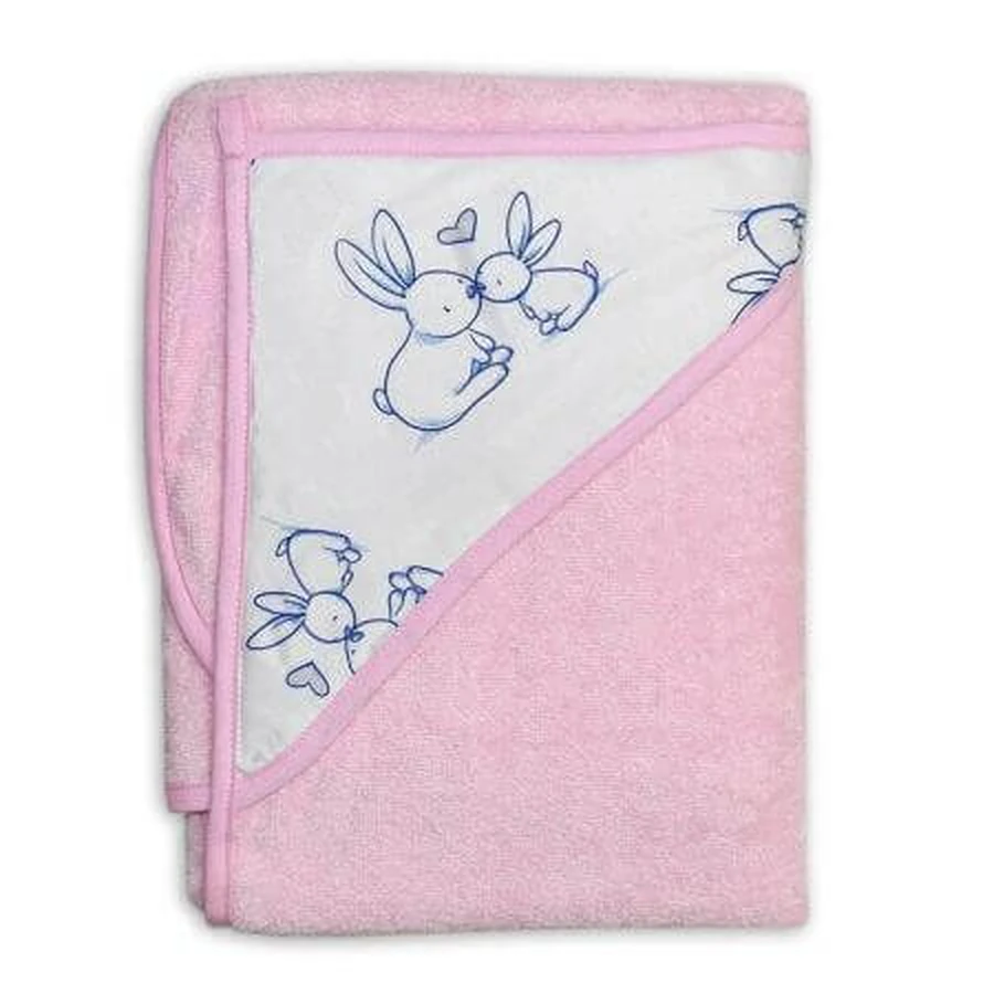Полотенце банное с капюшоном Little Bunnies, 100х100см, розовое, Tega Baby: цены и характеристики