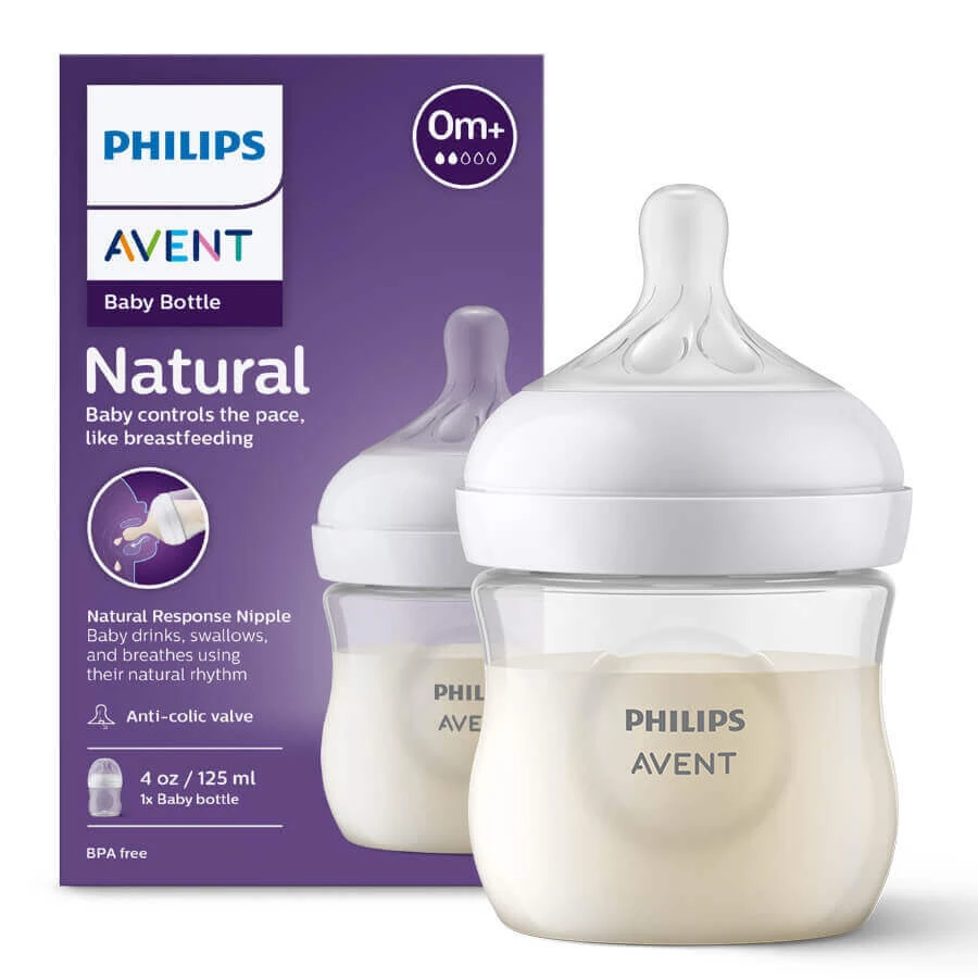 Пляшечка Avent Natural Response SCY900/01, чутлива соска, потік 2, від народження, 125 мл: ціни та характеристики