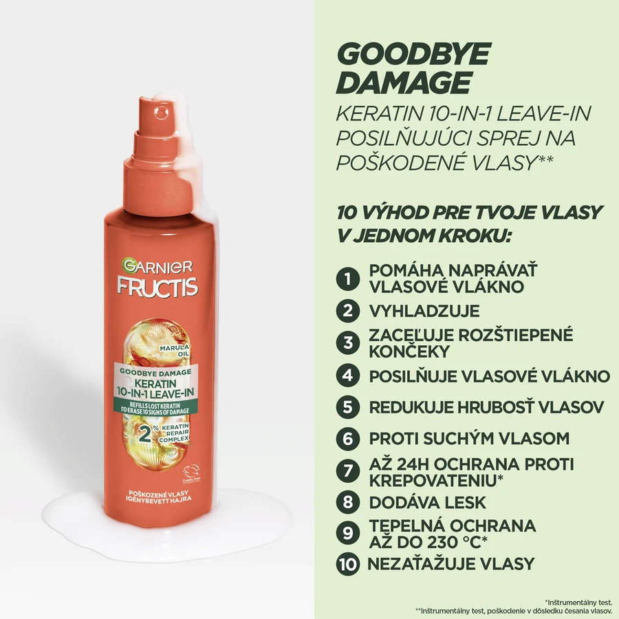 Garnier Fructis Goodbye Damage 10-в-1 кератиновий спрей без змиву, 150 мл: ціни та характеристики