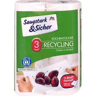 Saugstark&Sicher Переробка 3-шарових масляних рушників Переробка 3 шари 280 аркушів, 2 шт.