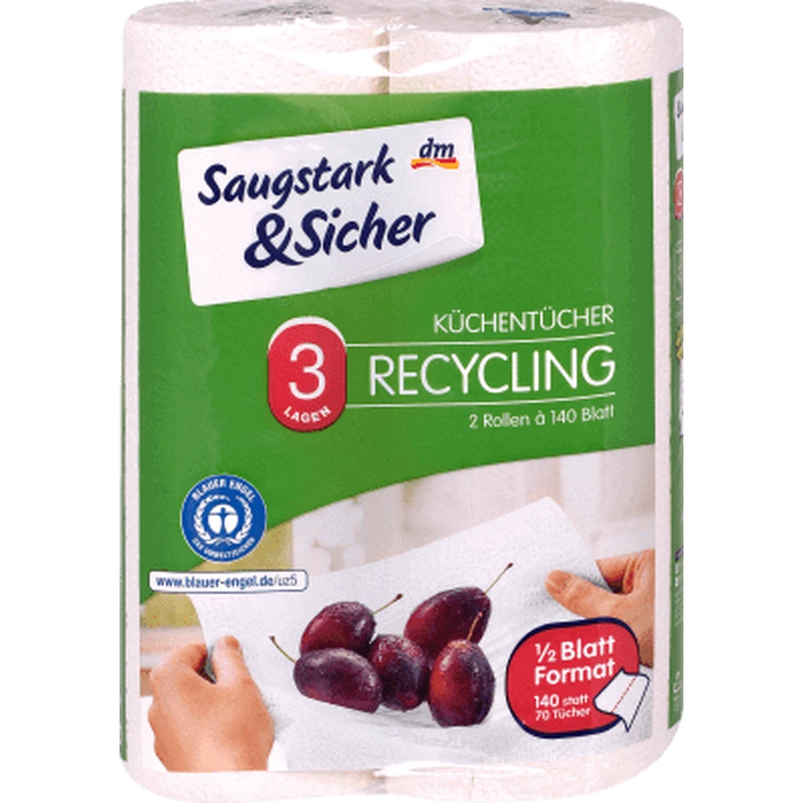 Saugstark&Sicher Переробка 3-шарових масляних рушників Переробка 3 шари 280 аркушів, 2 шт.: ціни та характеристики