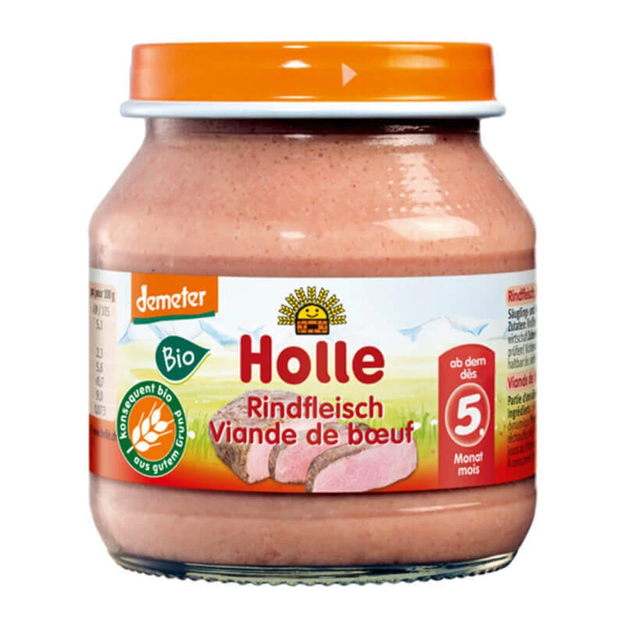 Holle, Біо-страва, чиста яловичина, терта, після 5 місяців, 125 г: ціни та характеристики