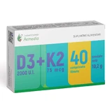 Витамин D3 2000 МЕ + витамин K2 75 мкг, 40 таблеток в пленочной оболочке, Remedia