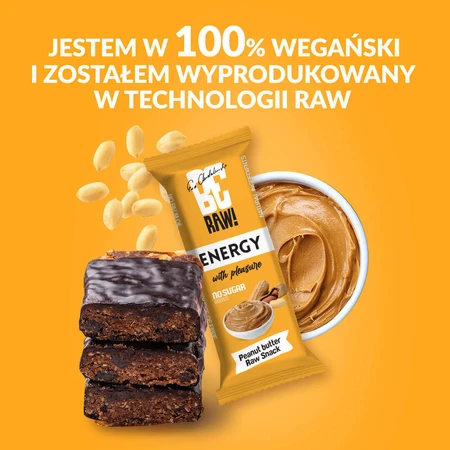 Батончик BeRAW! Energy Raw Snack Peanut Butter, енергетичний, 40 г: ціни та характеристики