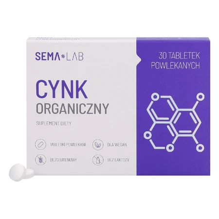 SEMA Lab Органічний цинк, 30 таблеток, вкритих плівковою оболонкою: ціни та характеристики