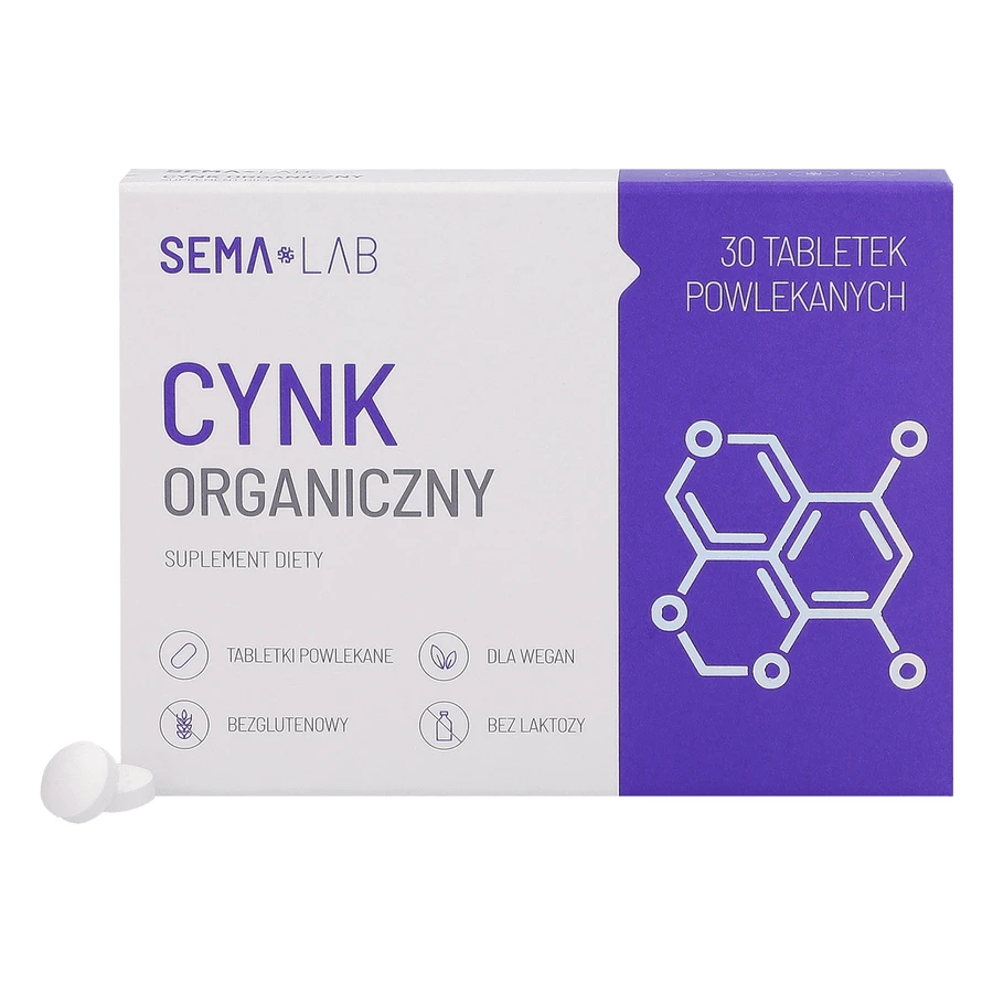 SEMA Lab Органічний цинк, 30 таблеток, вкритих плівковою оболонкою: ціни та характеристики