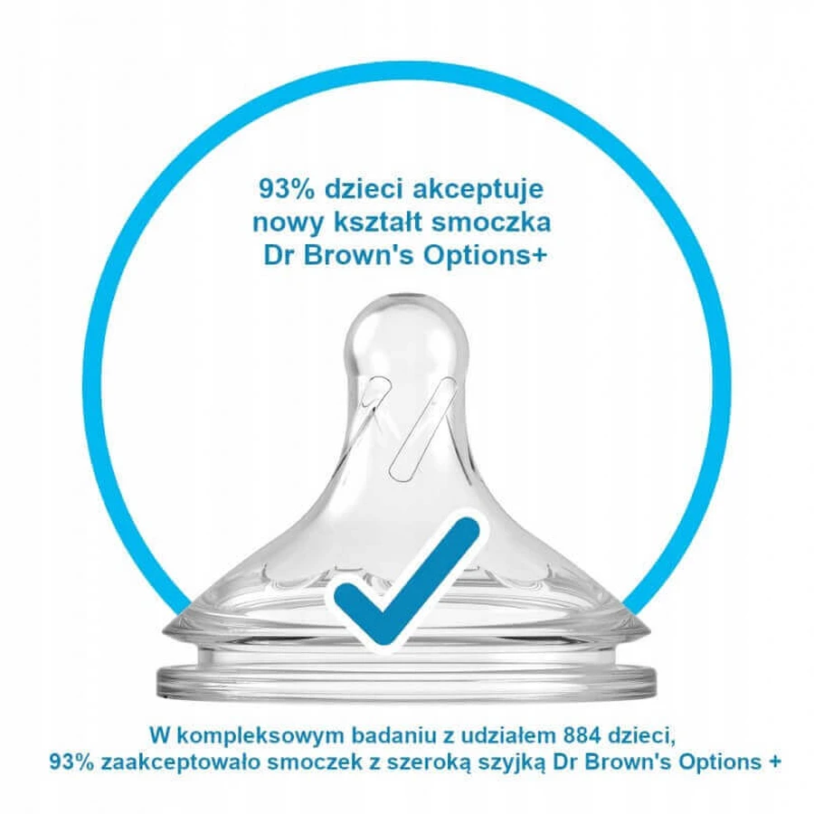 Dr Browns Options+, пляшечка проти кольок, широке горлечко, з соскою, 2 x 150 мл: ціни та характеристики