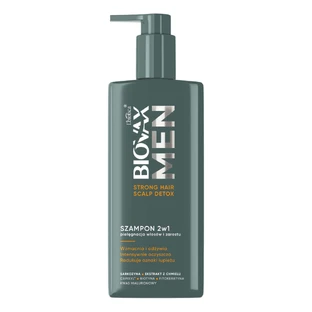 Biovax Men Strong Hair & Scalp Detox, шампунь 2-в-1 для волосся та бороди, 200 мл