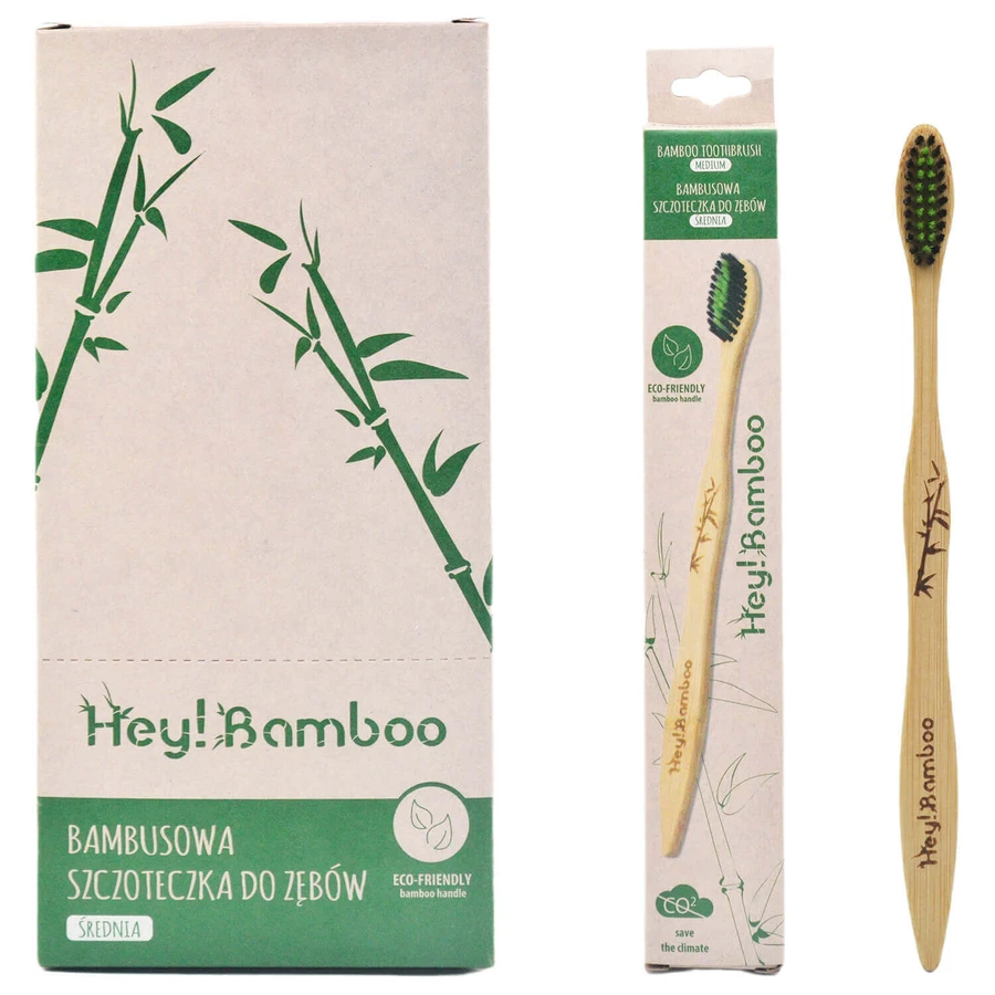 Hey Bamboo, зубна щітка бамбукова, середня, 1 шт.: ціни та характеристики
