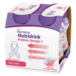 Ентеральне харчування Nutridrink Protein Omega 3, зі смаком полуниці та малини, 4 шт. х 125 мл