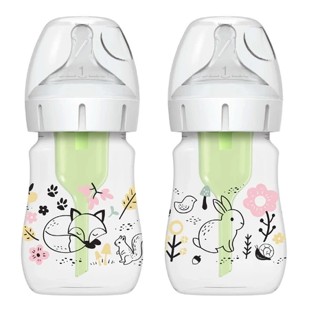 Dr Brown Anti-colic Options+, антиколиковая бутылочка, с широким горлышком, лес, 2 x 150 мл: цены и характеристики