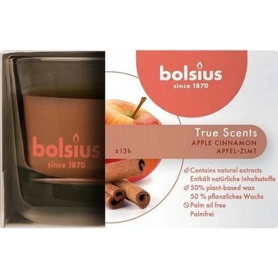 Bolsius Aromatic 2.0 Glass Apple Cinammon, ароматическая свеча 1×1 шт, размер 80 x 50 мм: цены и характеристики