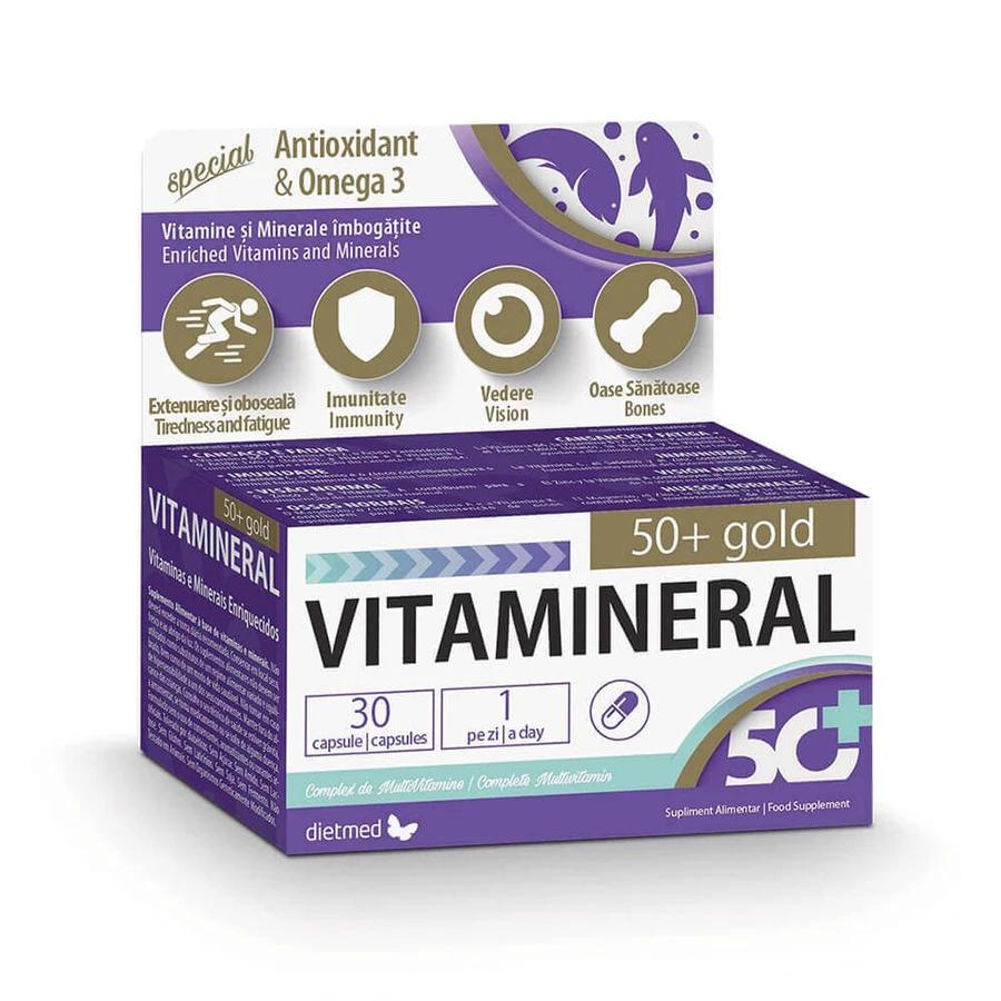 Витаминно-минеральный комплекс Vitamineral 50+ Gold, 30 капсул, Dietmed: цены и характеристики