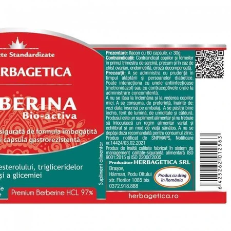 Берберин Біо-актив Herbagetica, 60 капсул: ціни та характеристики