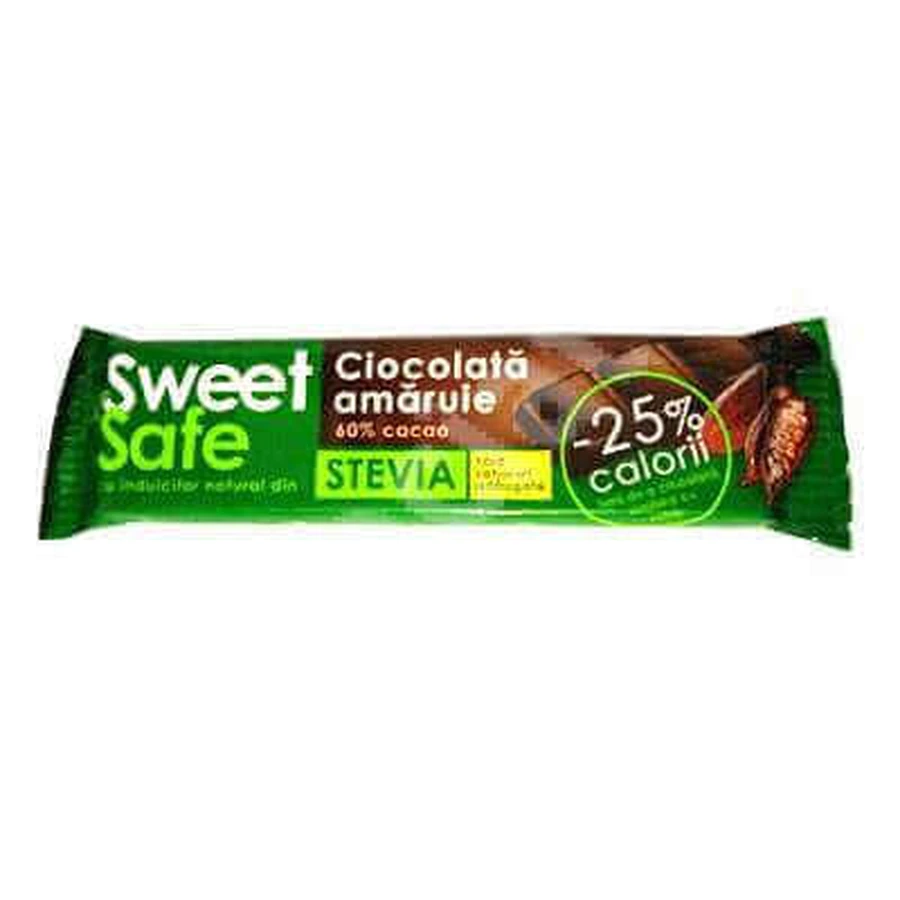 Гіркий шоколад з натуральним підсолоджувачем зі стевії Sweet&Safe, 25 г, Sly Nutrition: ціни та характеристики