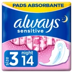 Always Sensitive Night, гигиенические полотенца с крылышками, 14 шт.: цены и характеристики