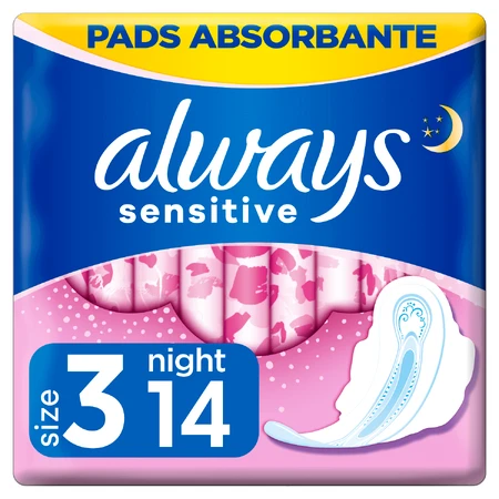 Always Sensitive Night, гигиенические полотенца с крылышками, 14 шт.: цены и характеристики