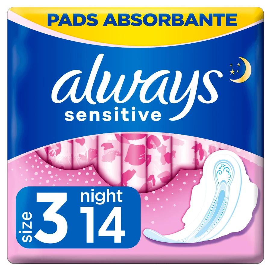 Always Sensitive Night, гигиенические полотенца с крылышками, 14 шт.: цены и характеристики