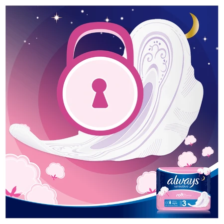Always Sensitive Night, гигиенические полотенца с крылышками, 14 шт.: цены и характеристики