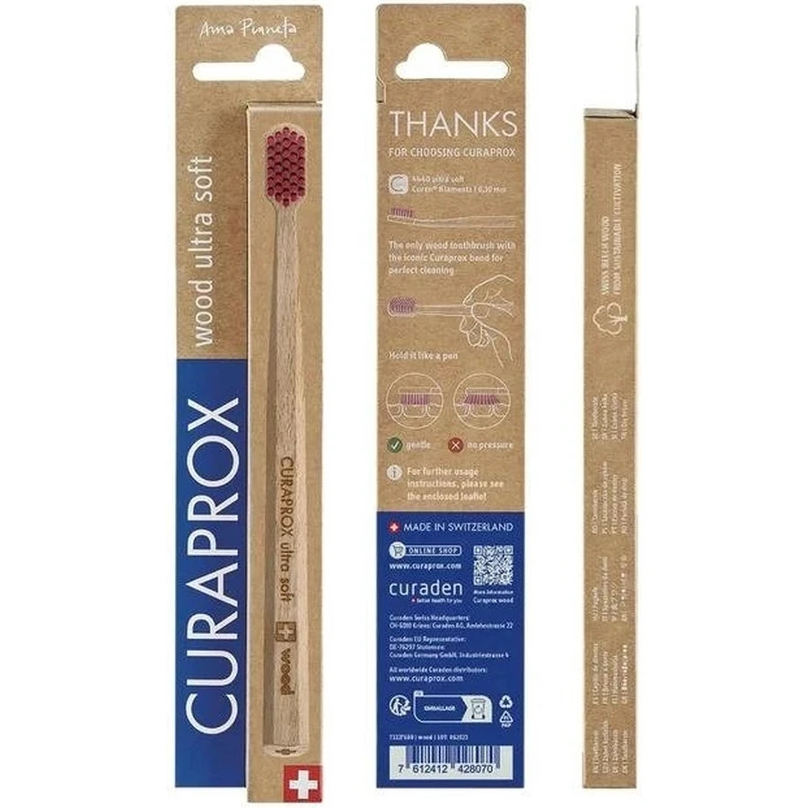 Curaprox CS wood - деревянная зубная щетка 1×1 шт, деревянная зубная щетка: цены и характеристики