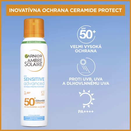 Garnier Ambre Solaire Sensitive Advanced Protective Mist, надвисокий захист, для світлочутливої шкіри, SPF 50+, 150 мл: ціни та характеристики