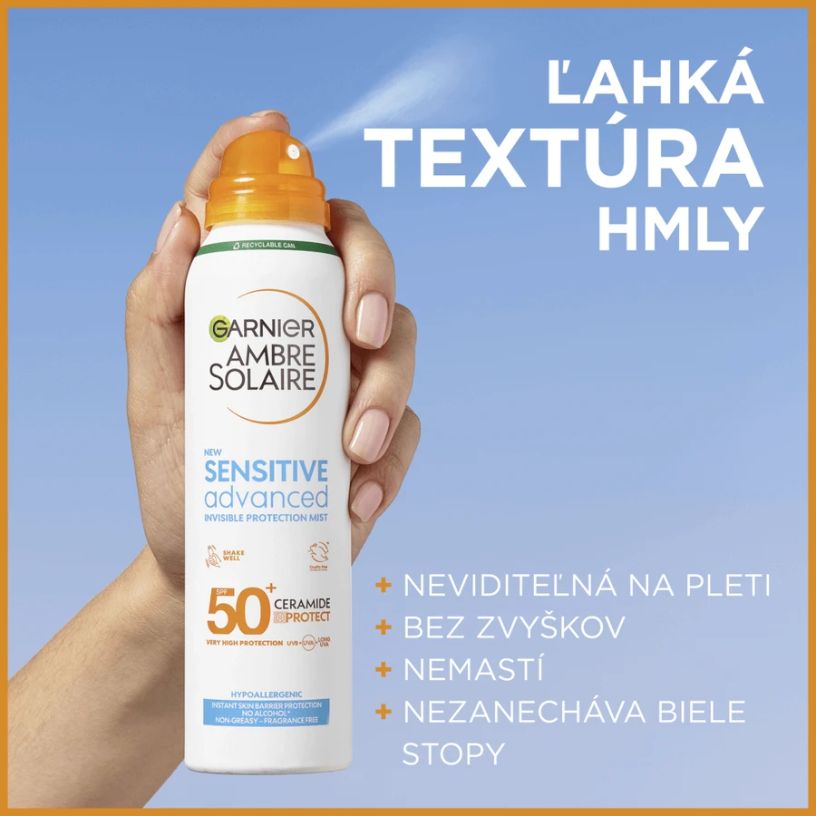 Garnier Ambre Solaire Sensitive Advanced Protective Mist, надвисокий захист, для світлочутливої шкіри, SPF 50+, 150 мл: ціни та характеристики