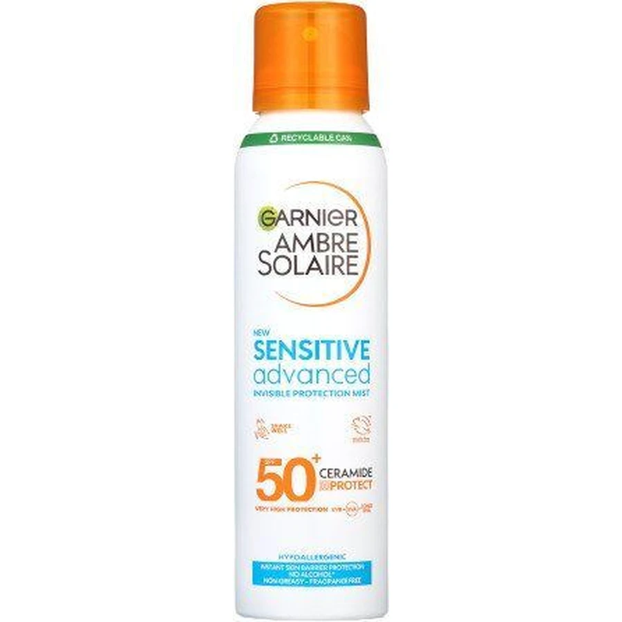 Garnier Ambre Solaire Sensitive Advanced Protective Mist, надвисокий захист, для світлочутливої шкіри, SPF 50+, 150 мл: ціни та характеристики