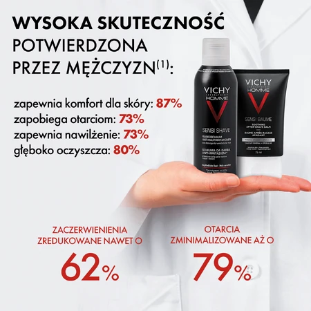 Набір для гоління Vichy Homme Sensi, заспокійлива піна для гоління проти подразнення, 200 мл + заспокійливий бальзам після гоління для чутливої шкіри, 50 мл: ціни та характеристики