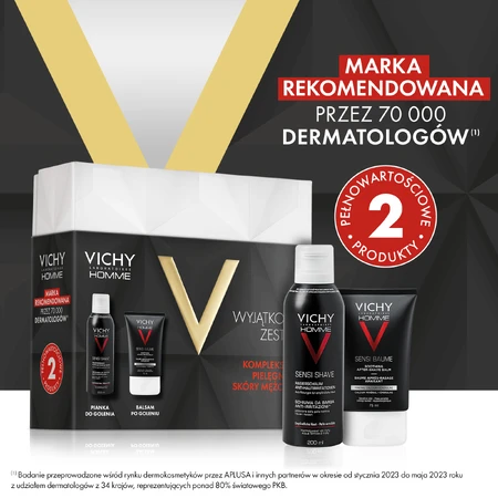 Набір для гоління Vichy Homme Sensi, заспокійлива піна для гоління проти подразнення, 200 мл + заспокійливий бальзам після гоління для чутливої шкіри, 50 мл: ціни та характеристики