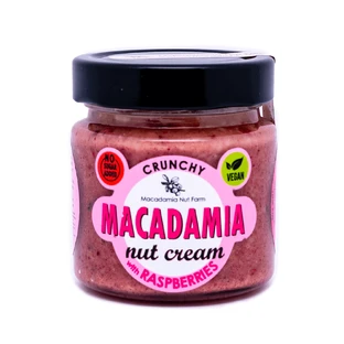 Крем з горіхів макадамії з сублімованою малиною - хрусткий, 180 г, Macadamia