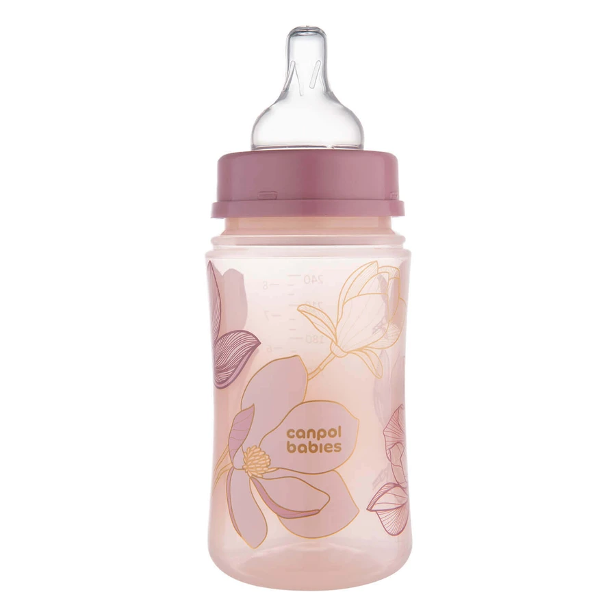 Canpol Babies EasyStart, пляшечка проти кольок, з широким отвором, Gold, рожева, 35/240, від 3 місяців, 240 мл: ціни та характеристики