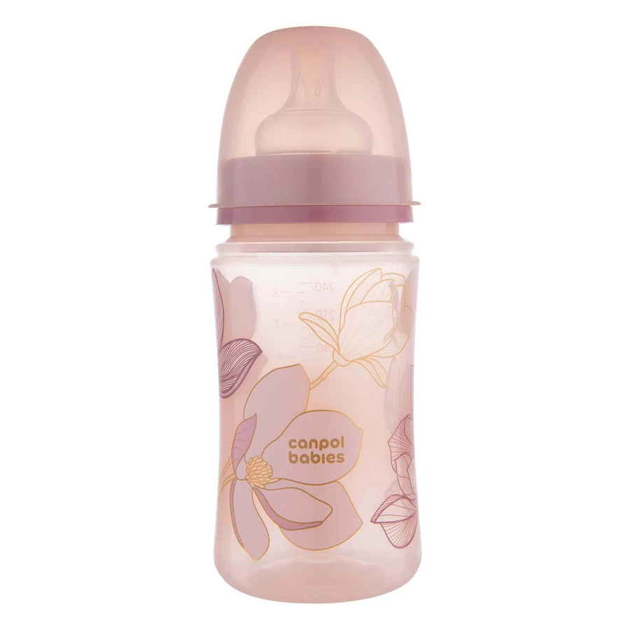 Canpol Babies EasyStart, пляшечка проти кольок, з широким отвором, Gold, рожева, 35/240, від 3 місяців, 240 мл: ціни та характеристики