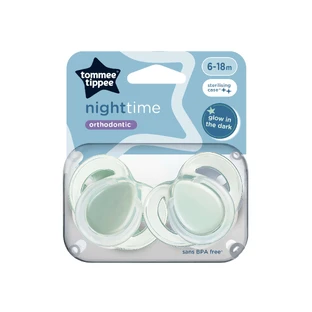 Нічні ортодонтичні пустушки, 6-18 місяців, 2 штуки, зелені, Tommee Tippee