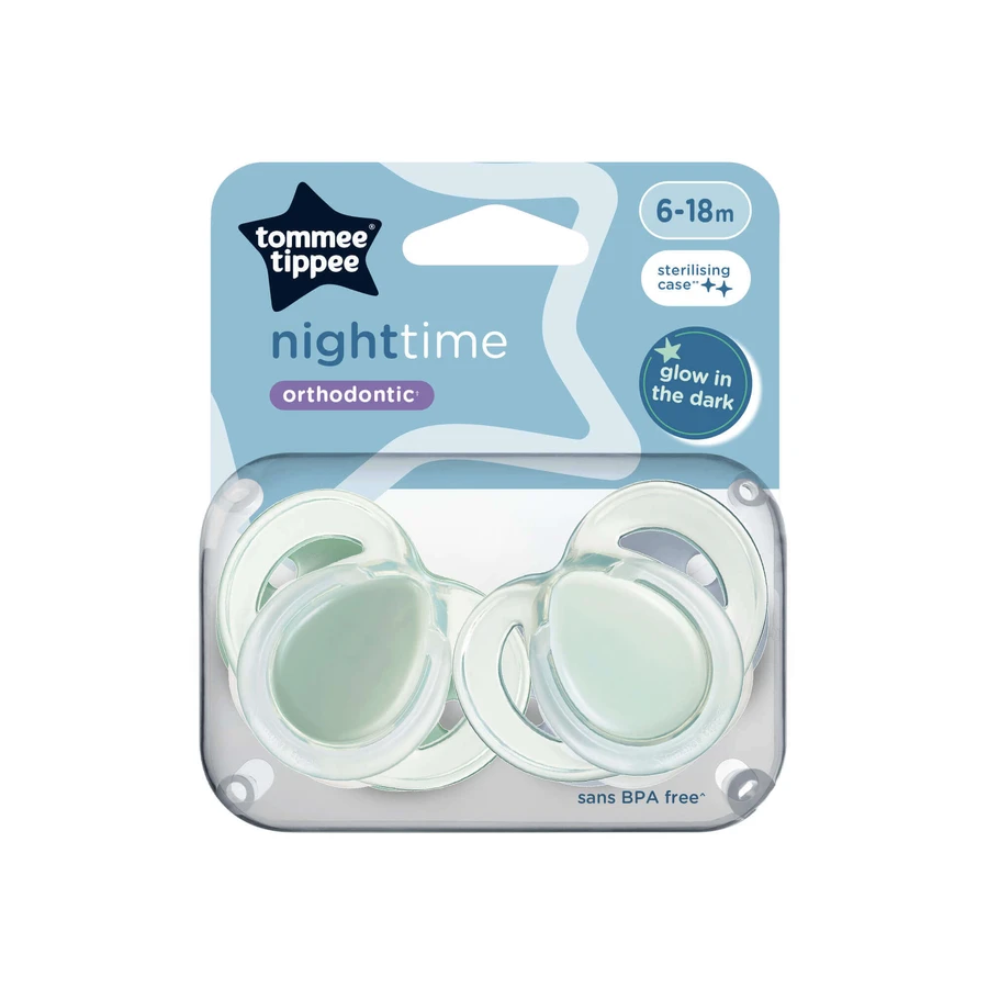 Нічні ортодонтичні пустушки, 6-18 місяців, 2 штуки, зелені, Tommee Tippee: ціни та характеристики