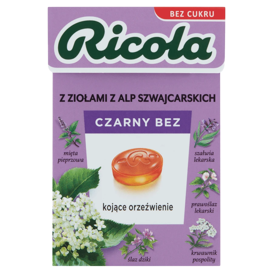 Ricola Black Elderberry, швейцарские травяные конфеты, без сахара, 27,5 г.: цены и характеристики