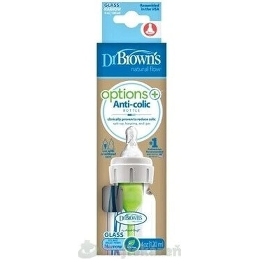 Dr.BROWN'S DOG FAA OPTIONS+ 120 мл 1×1 шт, узкий, 0M+, антиколиковый, пластик, белый: цены и характеристики