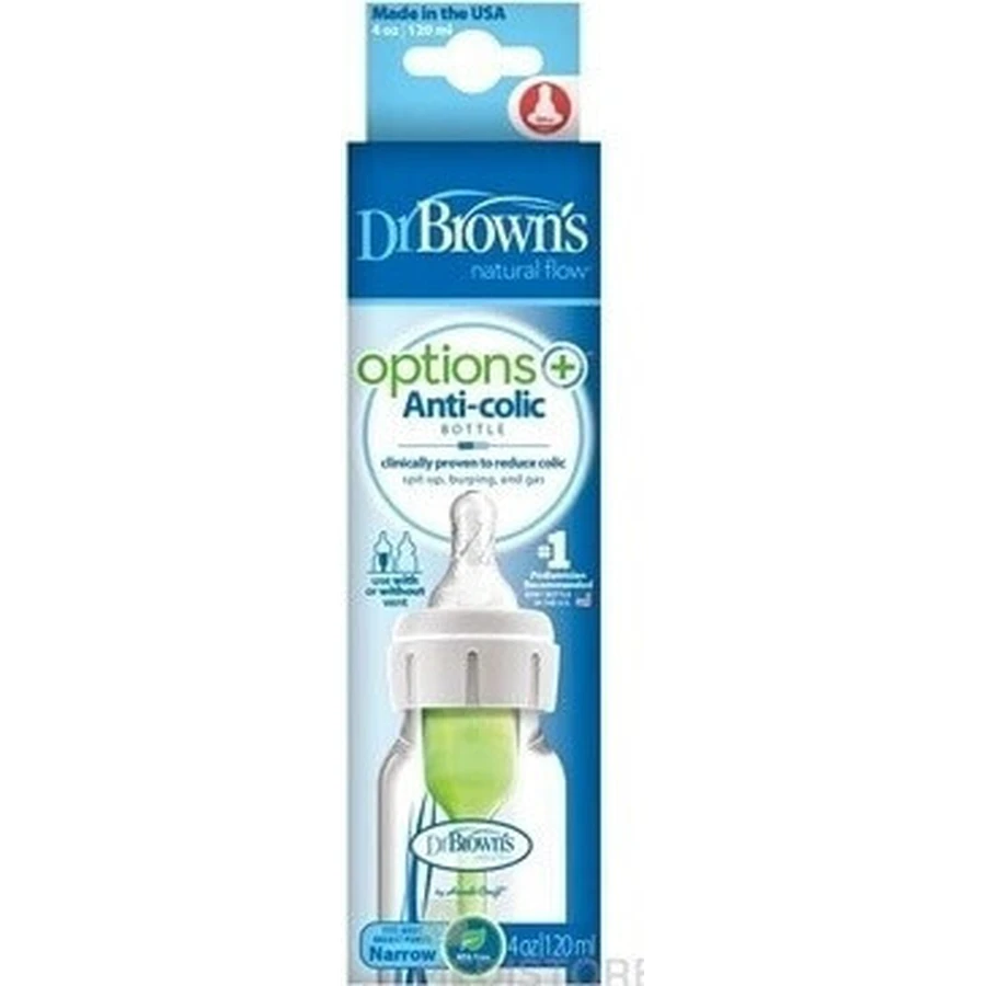 Dr.BROWN'S DOG FAA OPTIONS+ 120 мл 1×1 шт, узкий, 0M+, антиколиковый, пластик, белый: цены и характеристики