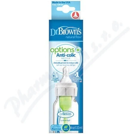 Dr.BROWN'S DOG FAA OPTIONS+ 120 мл 1×1 шт, узкий, 0M+, антиколиковый, пластик, белый: цены и характеристики