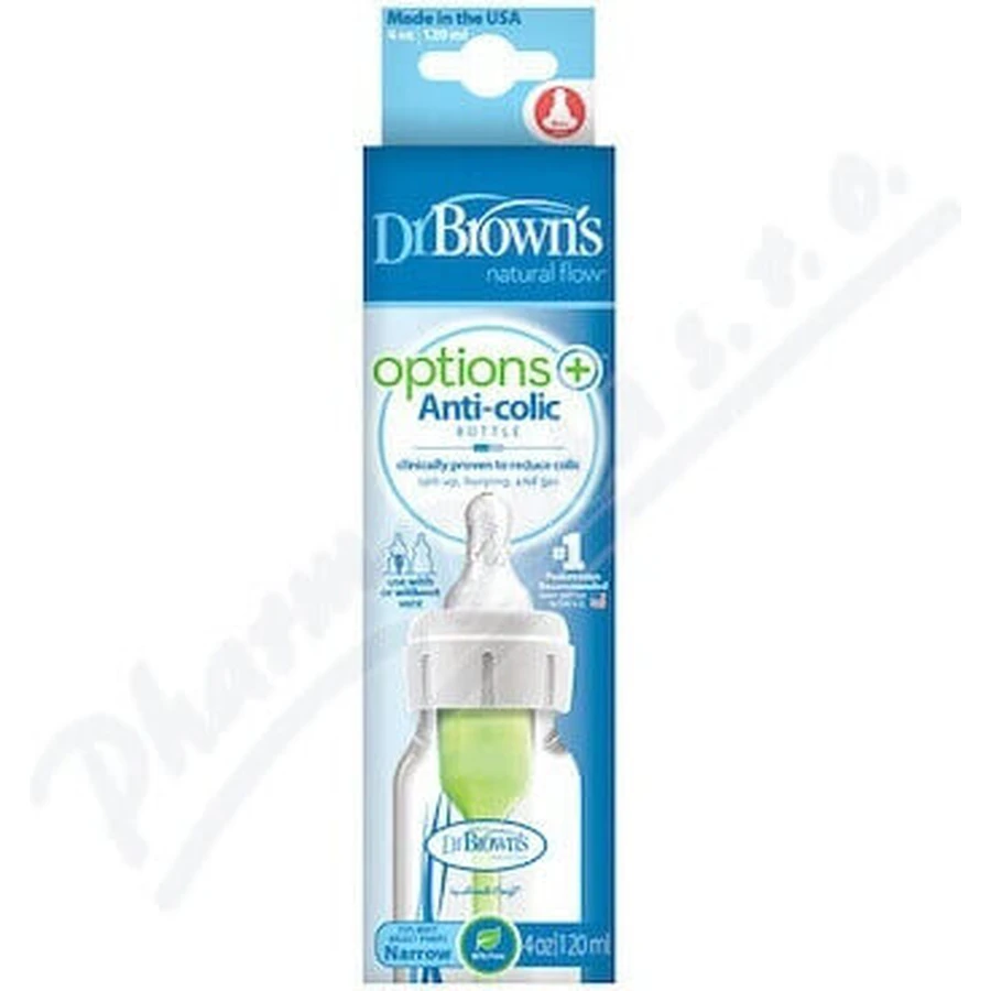 Dr.BROWN'S DOG FAA OPTIONS+ 120 мл 1×1 шт, узкий, 0M+, антиколиковый, пластик, белый: цены и характеристики