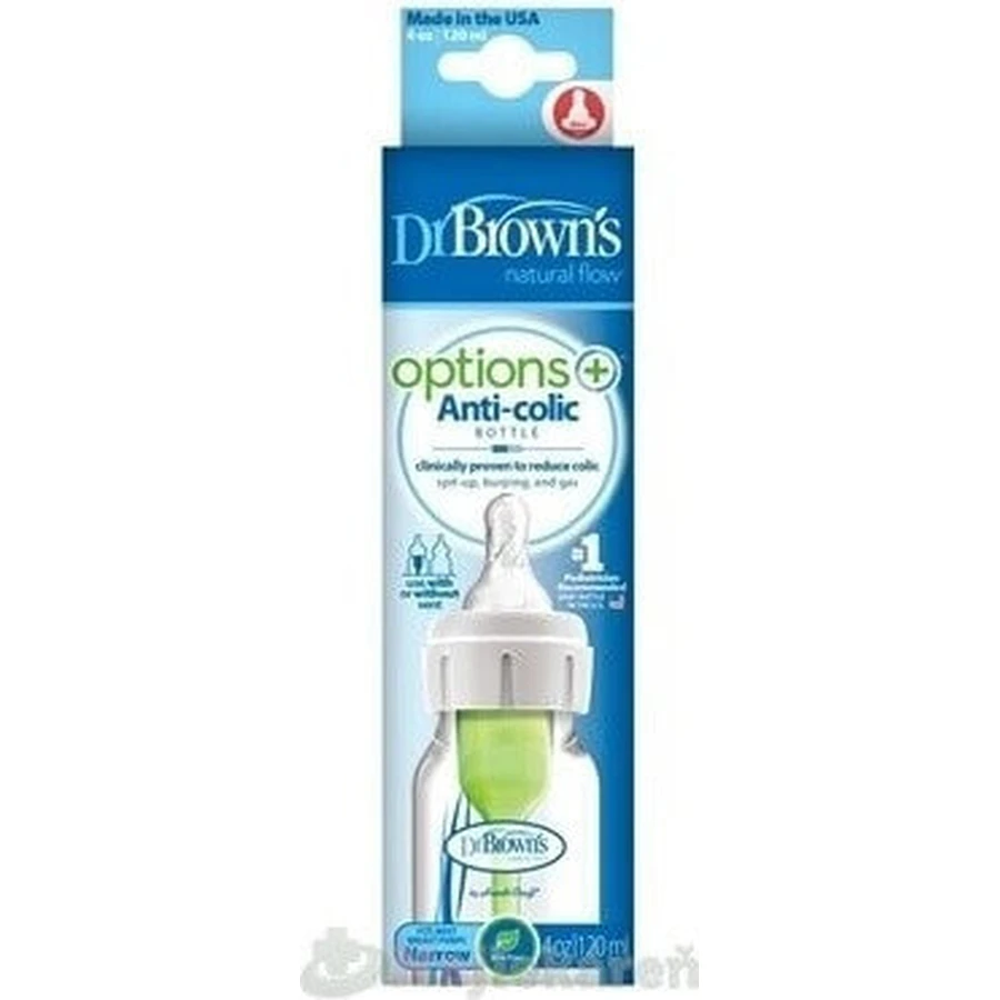 Dr.BROWN'S DOG FAA OPTIONS+ 120 мл 1×1 шт, узкий, 0M+, антиколиковый, пластик, белый: цены и характеристики