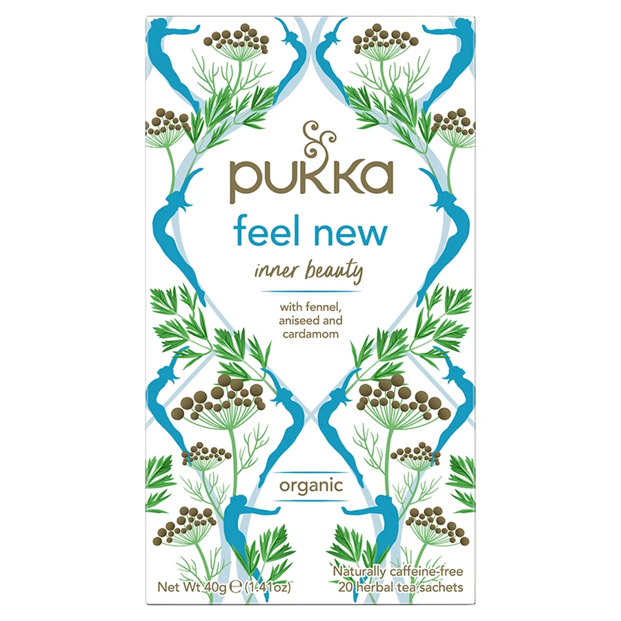 Pukka Feel New Organic, фруктово-трав'яний чай, будь-який, з воском фенхелю та кардамоном, 2 г х 20 пакетиків: ціни та характеристики