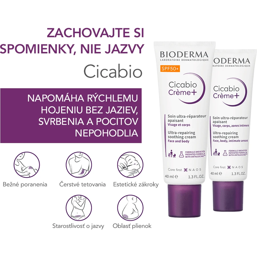 Заспокійливий та регенеруючий крем Bioderma Cicabio Cream+ SPF 50+ 40 мл: ціни та характеристики
