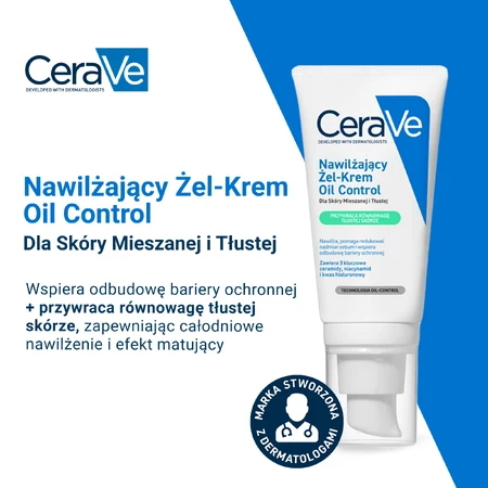 Гель-крем для обличчя CeraVe Oil Control, зволожувальний, комбінована та жирна шкіра, 52 мл: ціни та характеристики