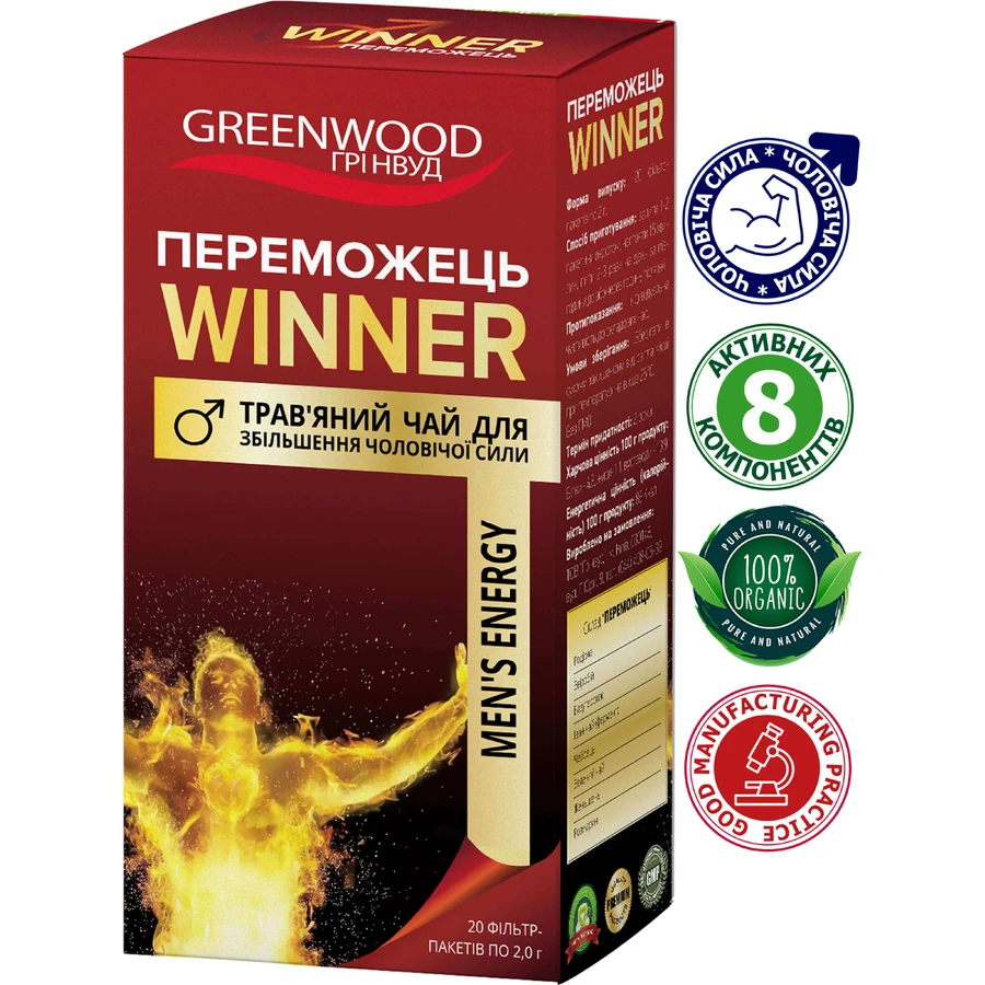 Фиточай GreenwoodПобедитель фильтр-пакет 2 г, 20 шт.: цены и характеристики