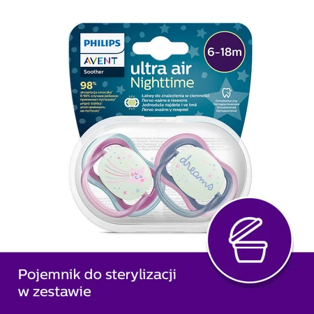 Avent Ultra Air Night, пупс, силіконовий, симетричний, темно-квітковий, дівчинка, SCF376/14, 6-18 місяців, 2 пупси: ціни та характеристики