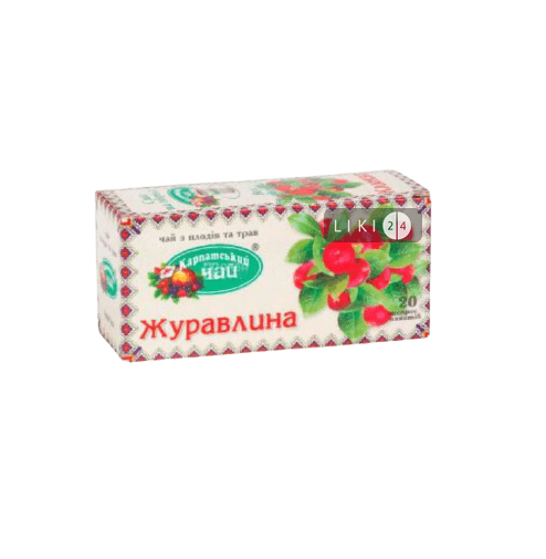 

Фіточай Карпатський чай Журавлина з плодів рослин і трав пакет 2 г 20 шт, пакет 2 г, журавлина