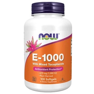 Now Foods E-1000, вітамін Е зі змішаними токоферолами, 100 капсул Е