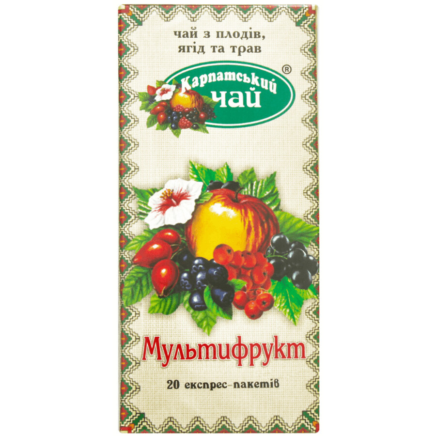 Чай Карпатский чай Мультифрукт з плодів ягід та трав, фільтр пакети, 2 г х 20 шт: ціни та характеристики
